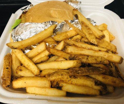 Cheeseburger and fries