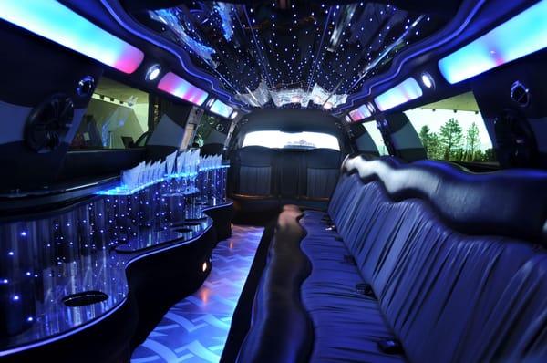 The interior of our 14-passenger Ultra-Stretch Limousine. A party on wheels.