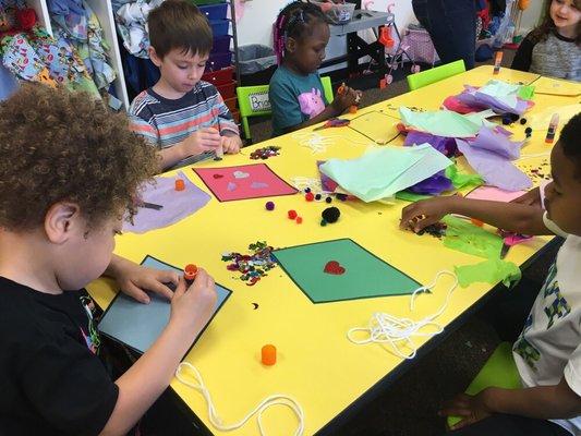 Decorating our kites before we fly them!