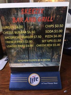 Grill menu