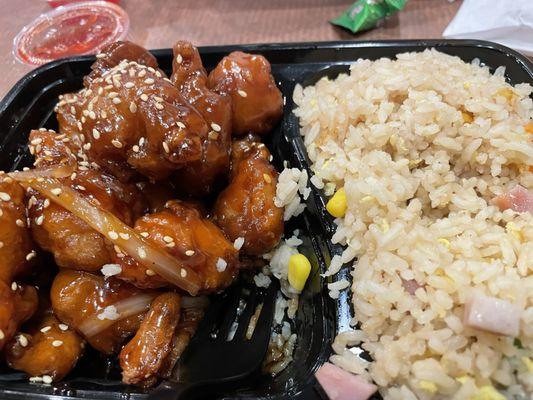 Sesame Chicken and Fried Rice