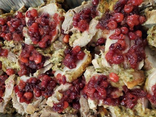 Stuffed Roast Pork Loin with Fresh Cranberry Chutney