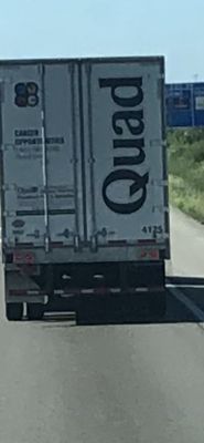 Back of trailer of an idiot driver