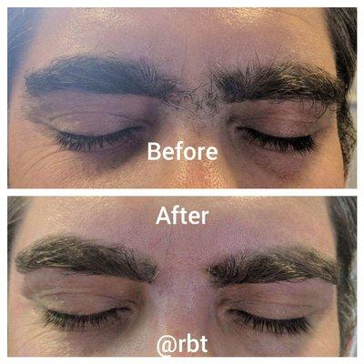 Gentleman's Brow Design before and after threading.