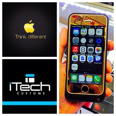 Custom Gold iPhone 5 with 5S Home Button and a Power Case to keep that battery lasting all day