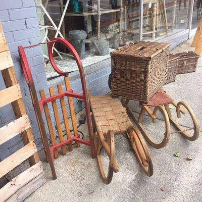 Sleds and wicker baskets