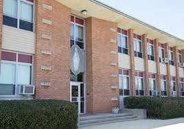 This is a photograph of one of the main entrances to Elizabeth Seton High School.