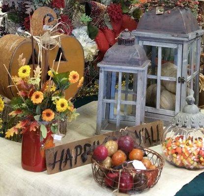 Fresh Flowers & Gift Shop full of fall lanterns, home décor, & designer created wreaths.