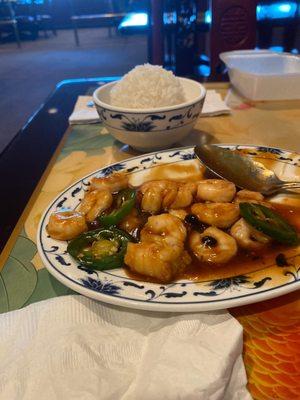 Shrimp with Shrimp in Black Bean Sauce Lunch