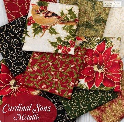 Stock just came in from Moda for Cardinal Song Metallic.  Pattern and sample all ready for you.  Luscious Fabric!