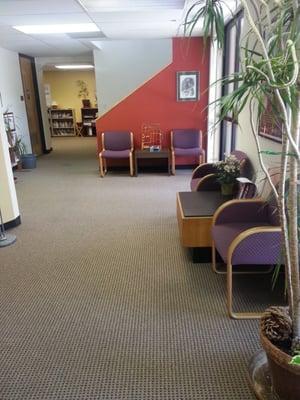 Crisis center waiting area and grief library