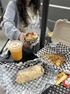 breakfast burritos  hashbrowns fresh oj