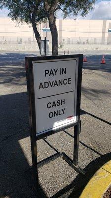 Cash Only sign Turned backwards