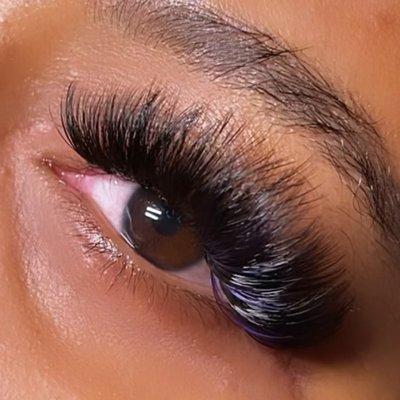 Volume Eyelash Extensions + Pop of Color