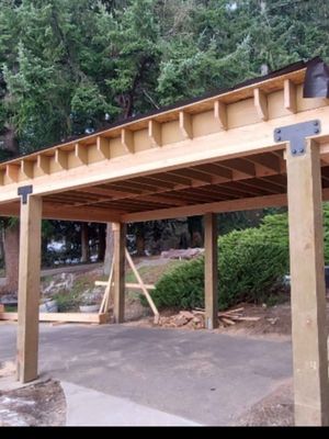 Glulam beams, 6x6 post. Carport addition