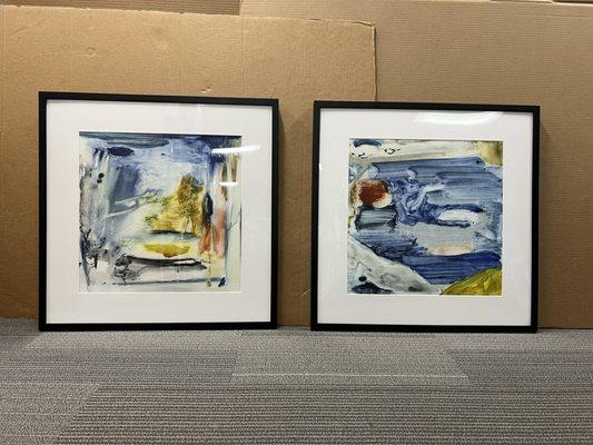 A lovely, vibrant pair of abstract watercolors