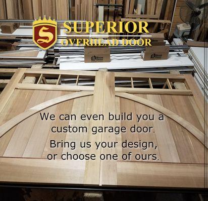 We can bring your design to life with a custom wood garage door that we build at our shop.