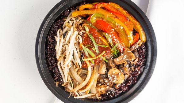 Bell Pepper Mushroom Bowl with Berry Rice. Build your won bowl.