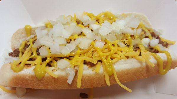 Detroit style chili dog - there's a hot dog in there, somewhere...