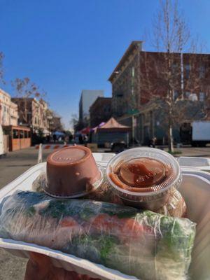 Spring Roll + Shrimp Fall Roll + Spicy Peanut Sauce