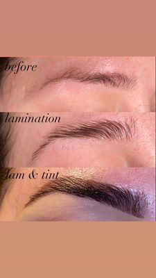 Eyebrow lamination and tint