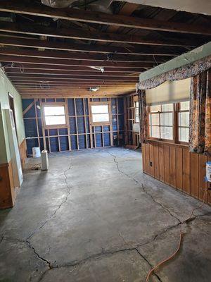 View of 2 of the 7 rooms that were flooded from Hurricane Hillary.