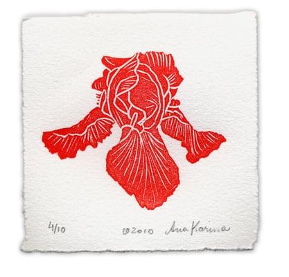 Iris: letter-pressed linocut