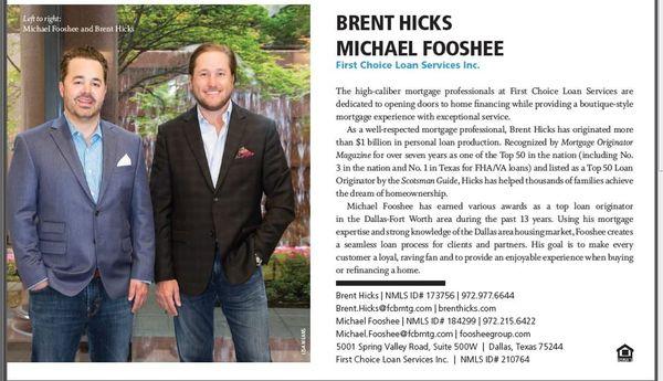 Brent Hicks - Voted D Magazine's Best Mortgage Originator for 2015