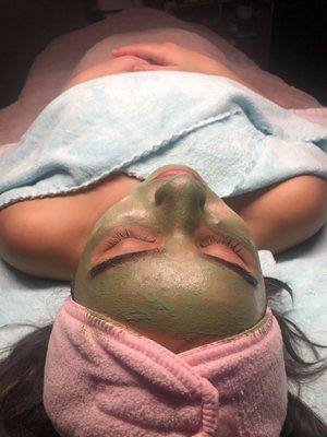 Green Tea mask pulls oil and impurities  . Smell great too!