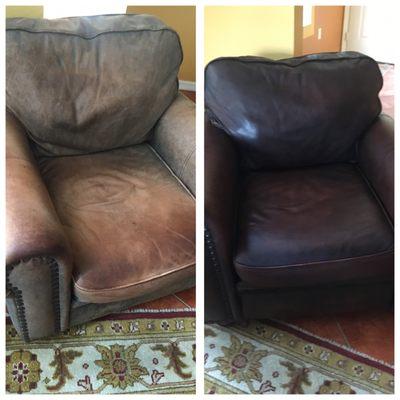 Faded aniline leather chair