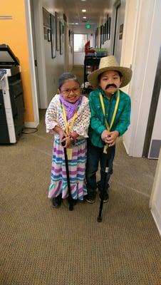 Dual language students observe the 100th day of school.