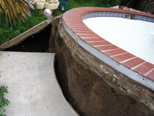 This homeowner left his pool empty...rains brought up the groundwater level and this pool floated like a boat!