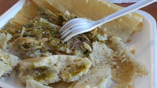 Green sauce tamale.