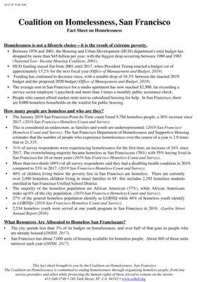 SF homelessness fact sheet (page 1)