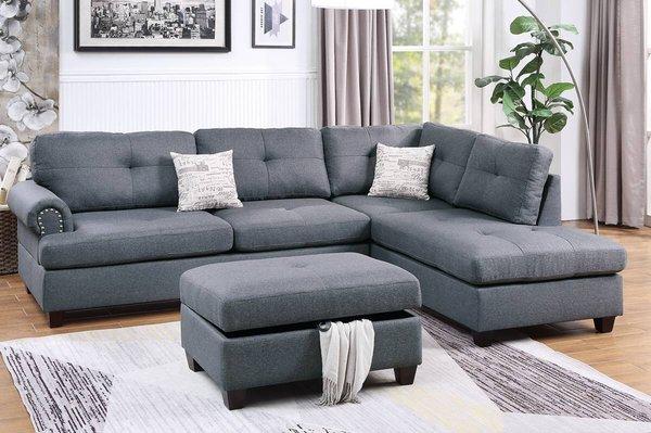 2020 3-piece Sectional Set with Free Storage Ottoman by Poundex