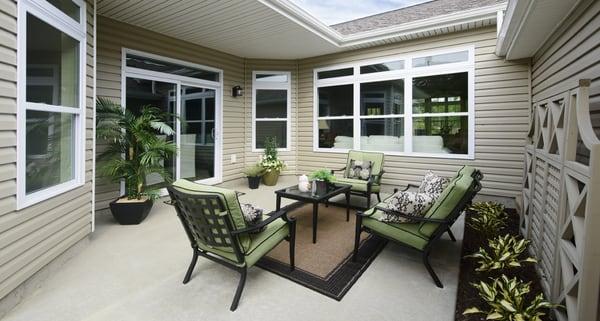 Private courtyards featured at the new carriage and patio homes at Mission Hills in Cecil Pa.