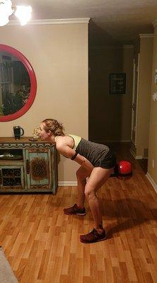 Kettlebell swings in the dinning room. Because the gym isn't necessary.