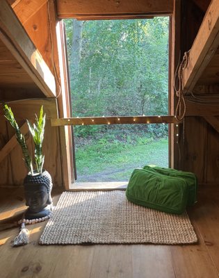 The studio is in a refurbished barn loft