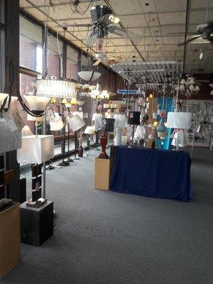 Front showroom selection of lamps and lighting