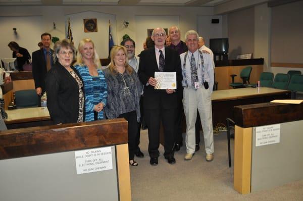 Receiving Volunteer Attorney of the Month award from Judge Sullivan and other Family Court Judges on April 11, 2013.