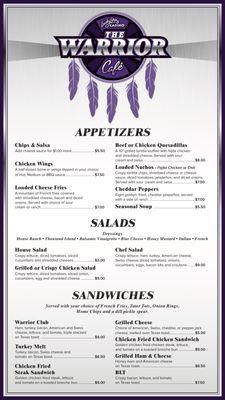 Warrior Cafe Menu at Lucky Star Casino in Hammon