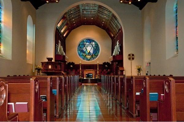 The interior of Trinity Cathedral (Episcopal) in Phoenix, Arizona.