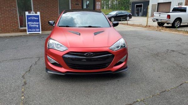 Turbo Hyundai Genesis Coupe Satin Chrome Red Wrap.