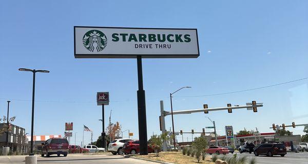 Biggest Starbucks sign ever!!! Used to be a Grocery Store sign