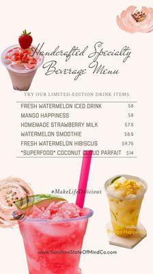 Menu for Handcrafted Signature Beverages - May 2023