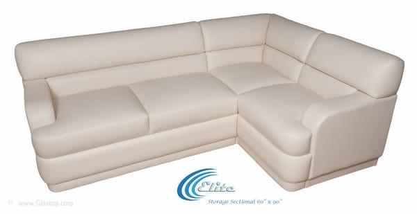 Bal Harbor, FL Home. Glastop Elite Storage Sectional Right L 90" x 60". Upholstered in Ultraleather Light Oyster