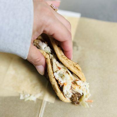 "The Paco" Pulled pork pancake taco