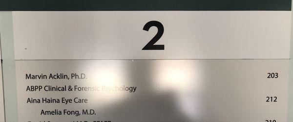 Directory to Aina Haina eye care (Amelia Fong M.D) *9/18/19 Wednesday