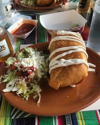 My fiancé's chimichanga con asada