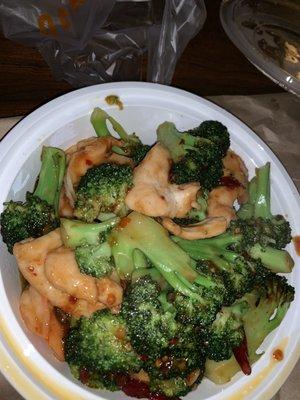 Chicken and shrimp w broccoli in garlic sauce